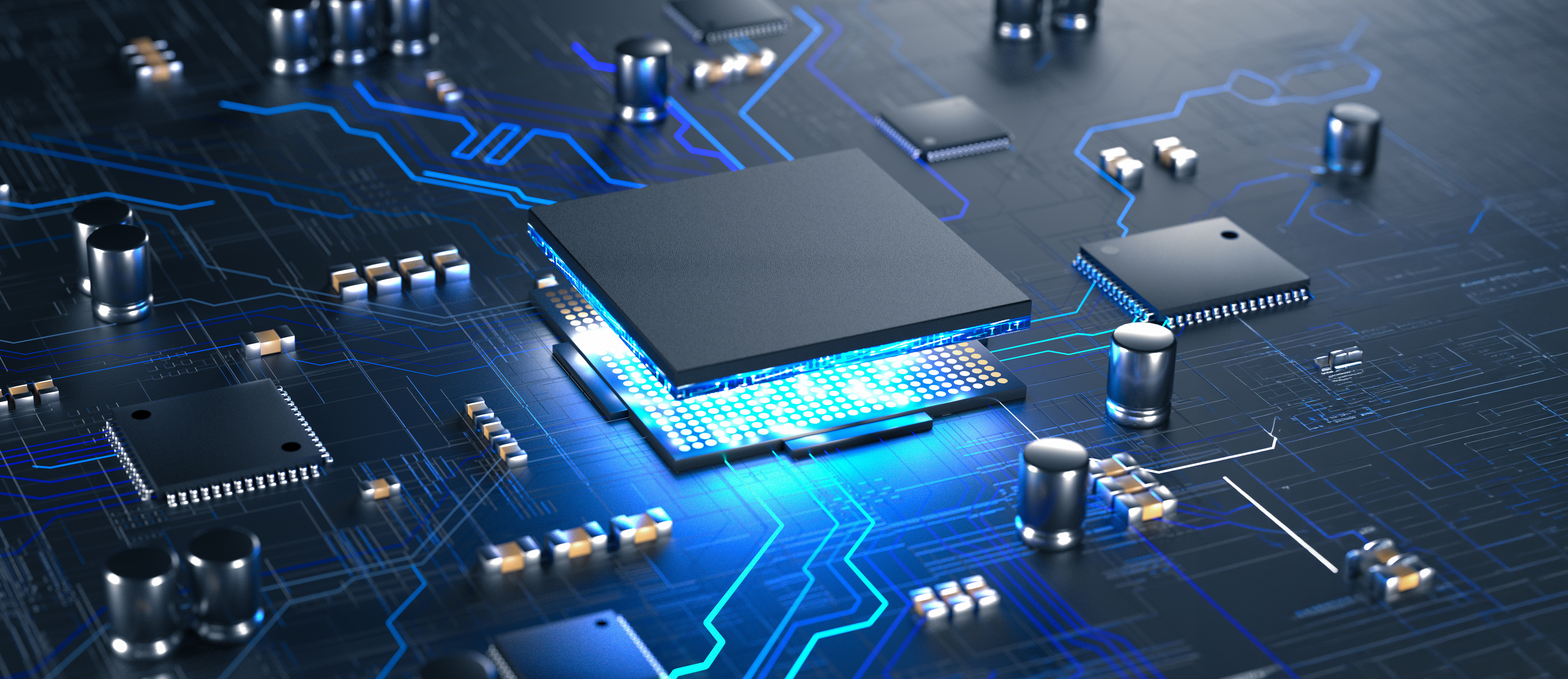 Composition architecturale abstraite évoquant un système d’intelligence artificielle sécurisé